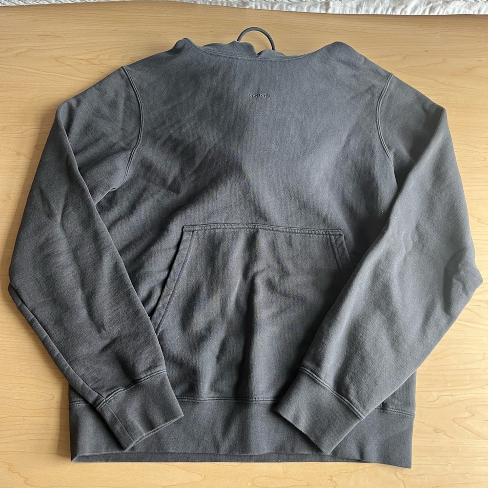 Sandro Paris Grey Logo Embroidered Hoodie